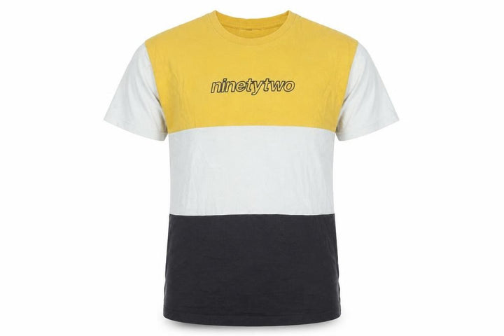 Topman Men's XS Yellow White Black Colourblock Retro T-Shirt