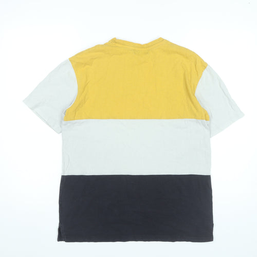 Topman Men's XS Yellow White Black Colourblock Retro T-Shirt