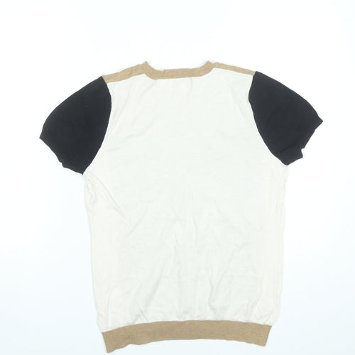 Next Women’s Beige Black Ivory Pullover Jumper Size 14 Short Sleeve