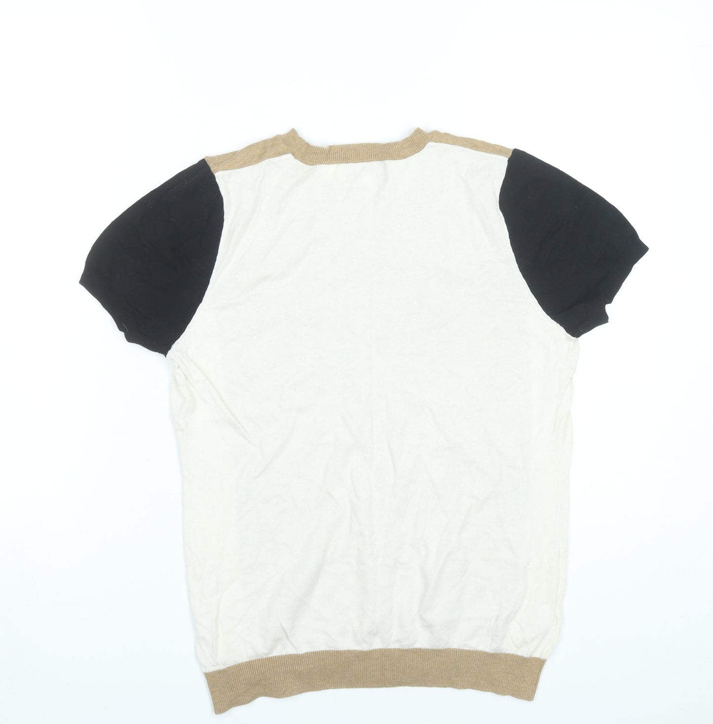 Next Women’s Beige Black Ivory Pullover Jumper Size 14 Short Sleeve