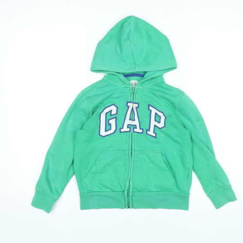 GAP Kids Boys Green Full Zip Hoodie Age 6-7 Years Logo Sweatshirt