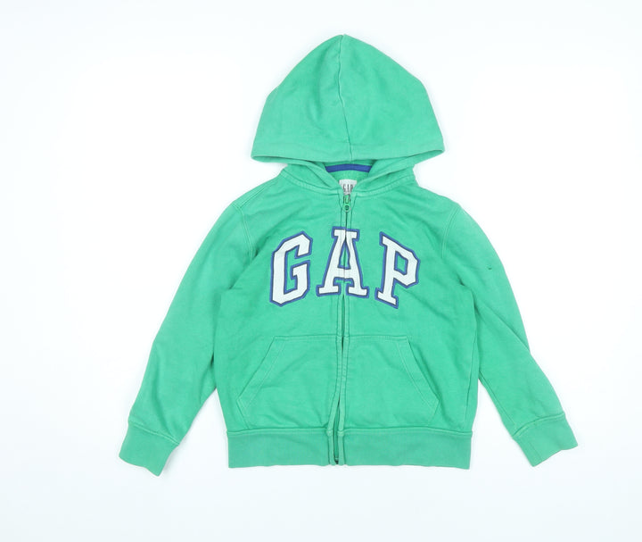 GAP Kids Boys Green Full Zip Hoodie Age 6-7 Years Logo Sweatshirt