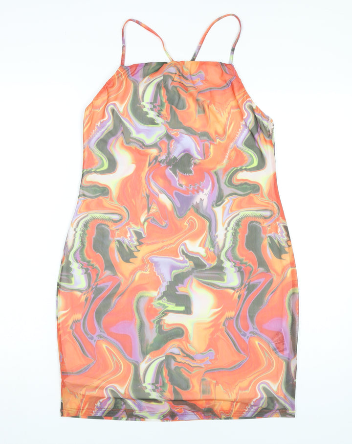 H&M Divided Women’s Multicoloured Bodycon Halter Dress Size 14
