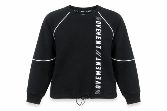 Front view of Next Women’s Black Pullover Sweatshirt, size UK 12, Logo Print