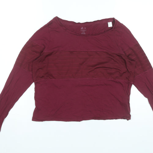 Reebok Womens Red XS Long Sleeve Pullover Activewear Top