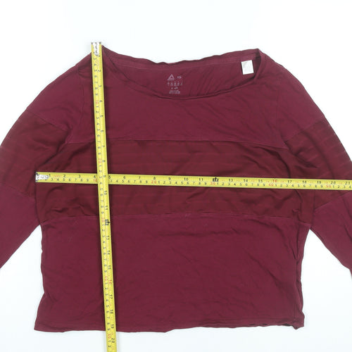 Reebok Womens Red XS Long Sleeve Pullover Activewear Top