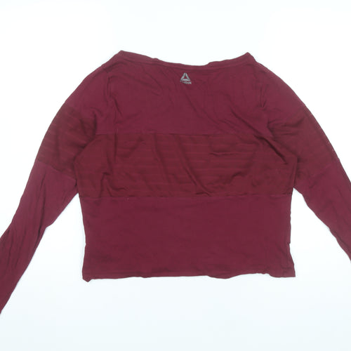 Reebok Womens Red XS Long Sleeve Pullover Activewear Top