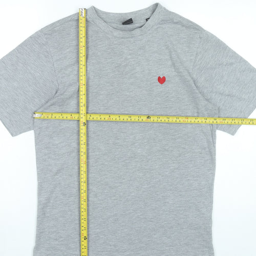 The Neighbour Goods Womens Grey Cotton Heart Embroidered T-Shirt M