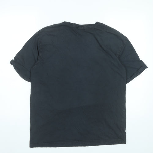 Bershka Women’s Black Graphic T-Shirt Size 12 Cotton Short Sleeve Top