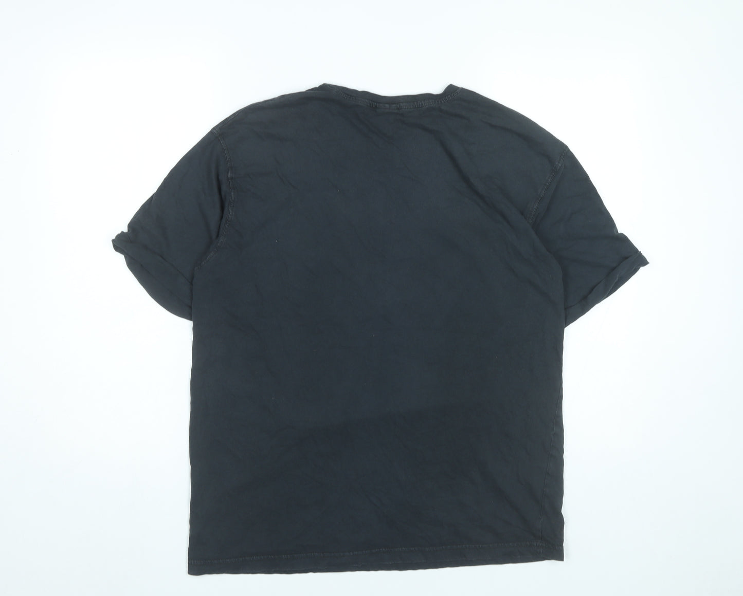 Bershka Women’s Black Graphic T-Shirt Size 12 Cotton Short Sleeve Top