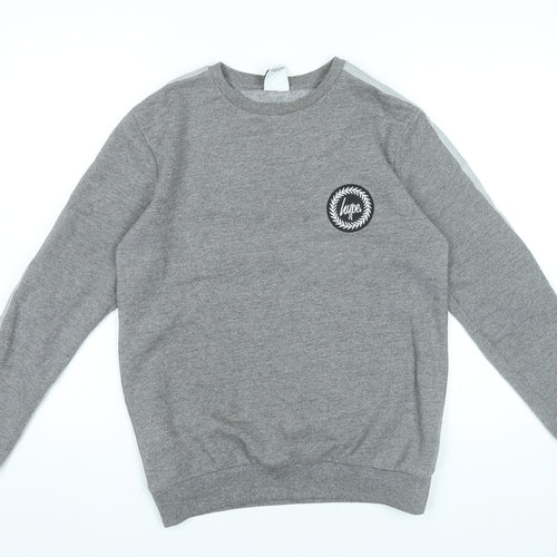 Hype Women Grey Small Pullover Sweatshirt Logo Long Sleeve