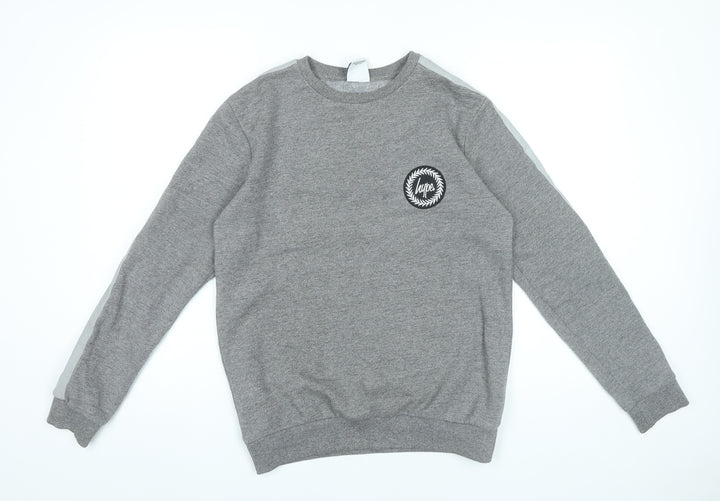 Hype Women Grey Small Pullover Sweatshirt Logo Long Sleeve