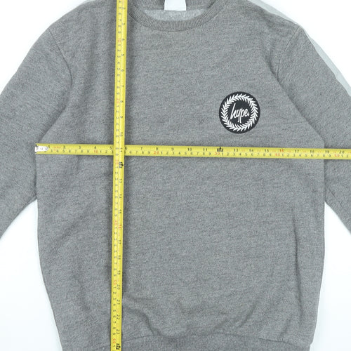 Hype Women Grey Small Pullover Sweatshirt Logo Long Sleeve