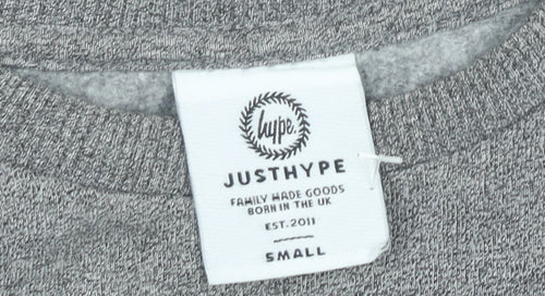 Hype Women Grey Small Pullover Sweatshirt Logo Long Sleeve