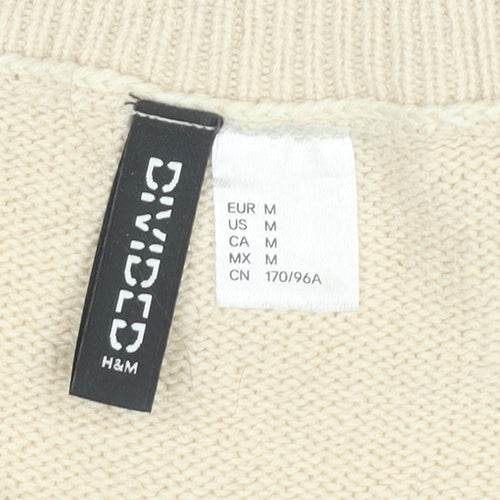 H&M Women’s Beige Striped V-Neck Pullover Jumper Size 12