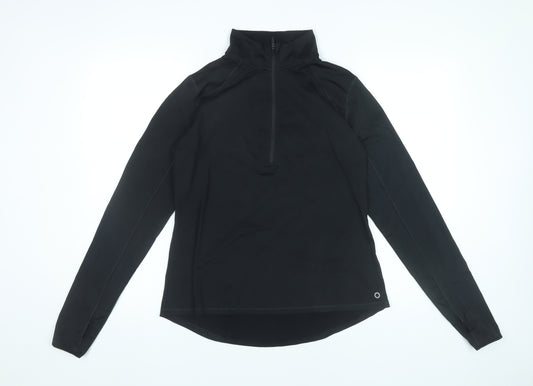 Marks and Spencer Womens Black Size 14 Slim Fit 1/2 Zip Activewear Jacket