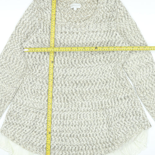 Apricot Women’s Beige Knit Jumper Dress M Long Sleeve Lace Hem