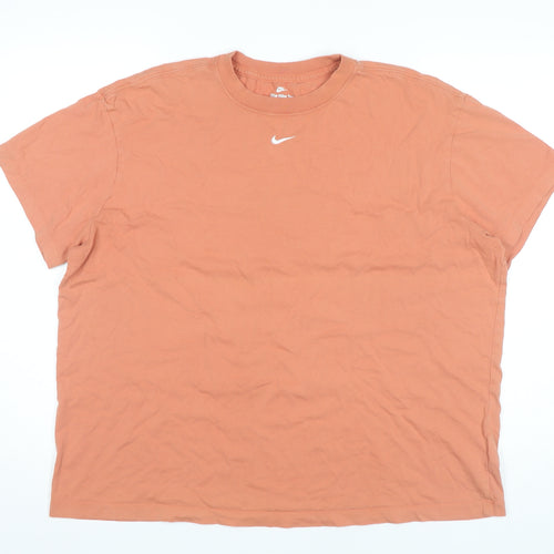 Nike Women's Orange XL Basic Crew Neck Cotton T-Shirt