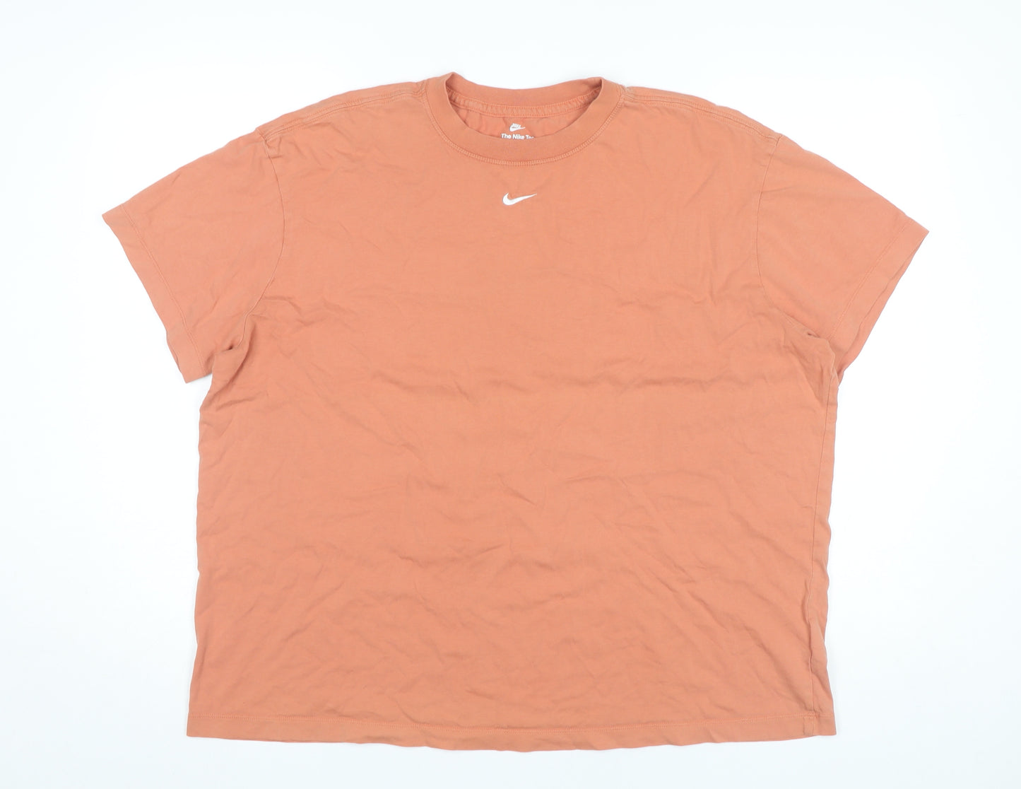 Nike Women's Orange XL Basic Crew Neck Cotton T-Shirt