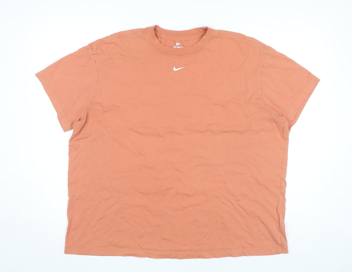Nike Women's Orange XL Basic Crew Neck Cotton T-Shirt