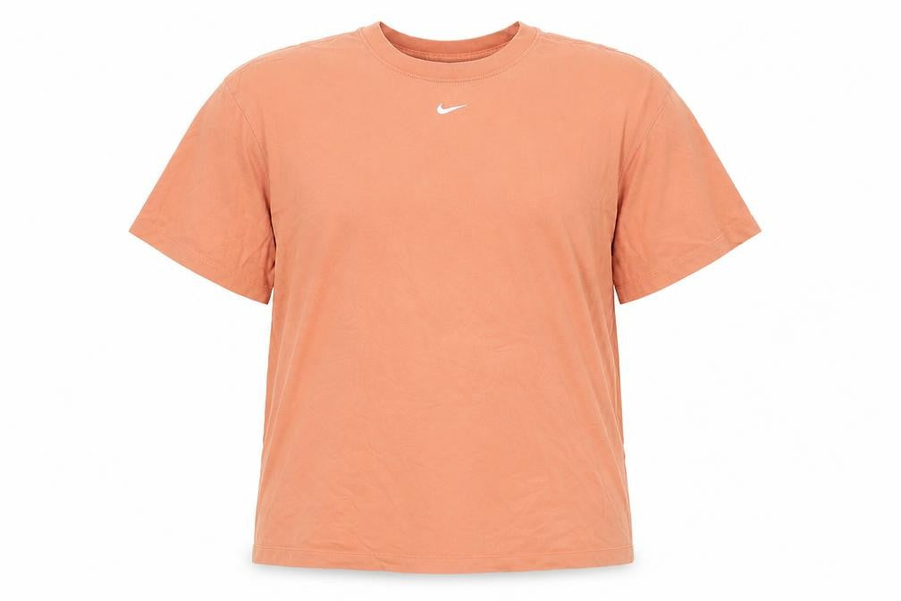 Front view of Nike Women's Orange XL Basic Crew Neck Cotton T-Shirt