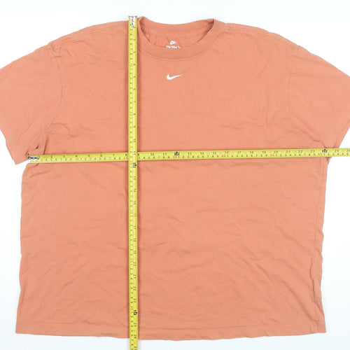 Nike Women's Orange XL Basic Crew Neck Cotton T-Shirt