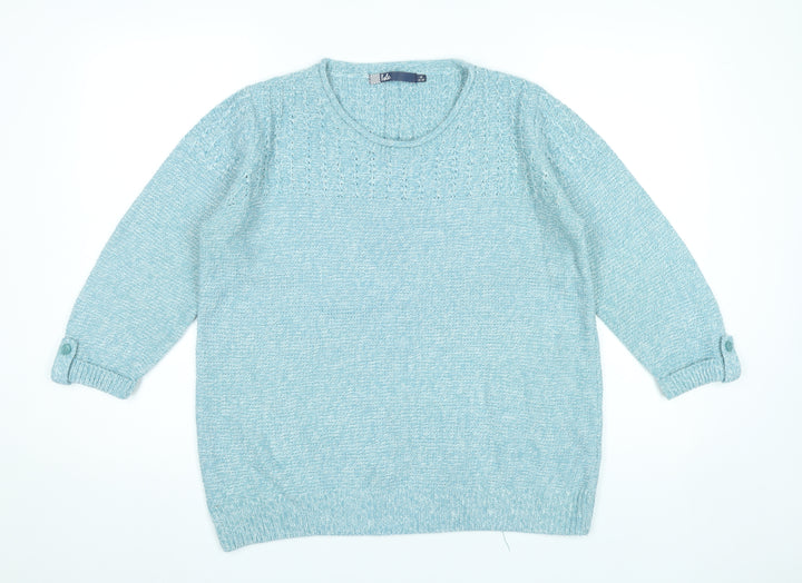 Isle Women’s Blue Cable-Knit Pullover Jumper Size 16