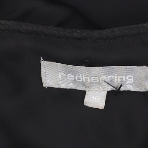 Red Herring Womens Black One Shoulder Ruffle Blouse Size 18
