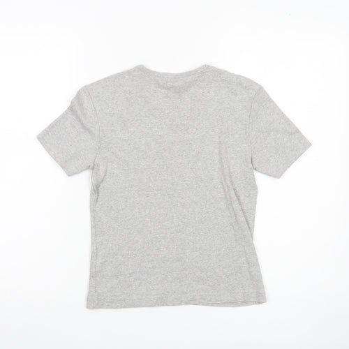 Esprit Womens Grey Cotton V-Neck T-Shirt Size S Short Sleeve
