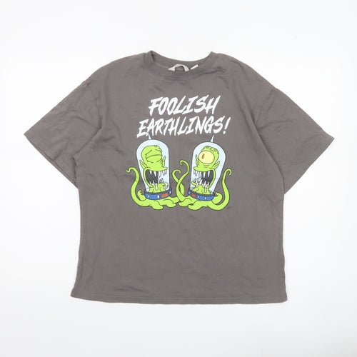 H&M Boys Grey Simpsons T-Shirt 11-12Y Graphic Print Kang Kodos Casual