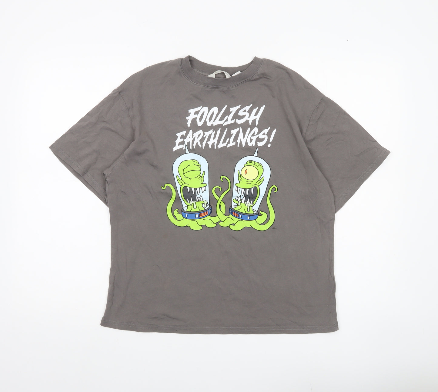 H&M Boys Grey Simpsons T-Shirt 11-12Y Graphic Print Kang Kodos Casual