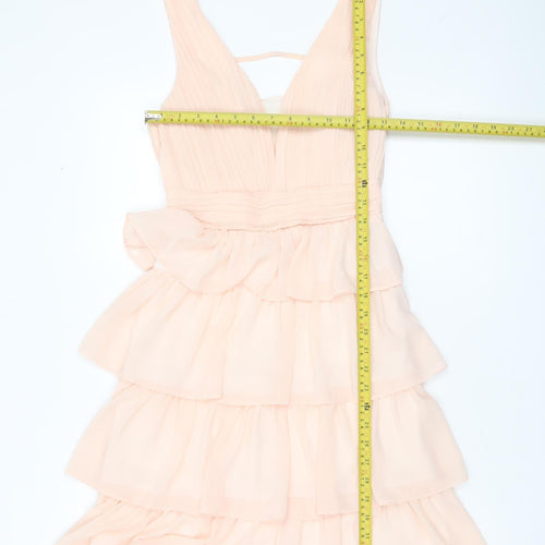 CHARM'S Paris Women Beige Short A-Line Sleeveless Cocktail Dress S