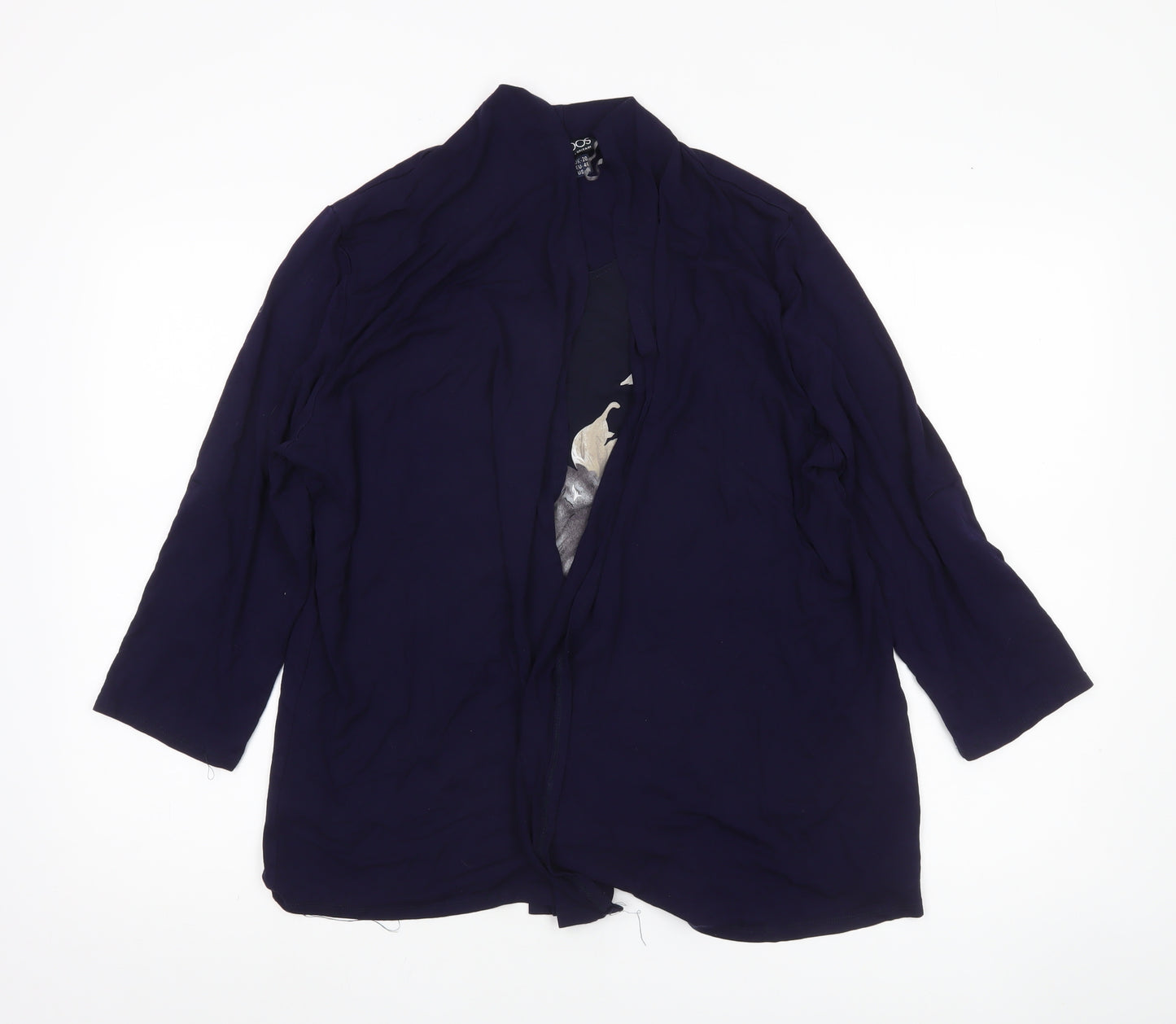 Saloos Women’s Blue Kimono Blouse UK 20 Plus Size 3/4 Sleeve