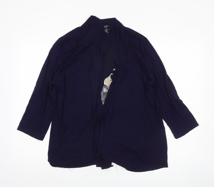Saloos Women’s Blue Kimono Blouse UK 20 Plus Size 3/4 Sleeve