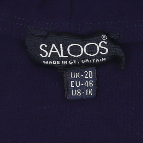 Saloos Women’s Blue Kimono Blouse UK 20 Plus Size 3/4 Sleeve