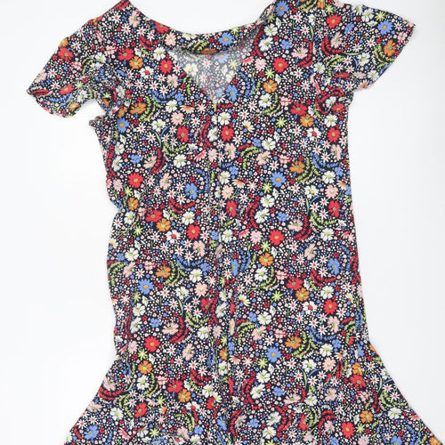 Next Women’s Multicoloured Floral V-Neck Fit & Flare Dress Size 14