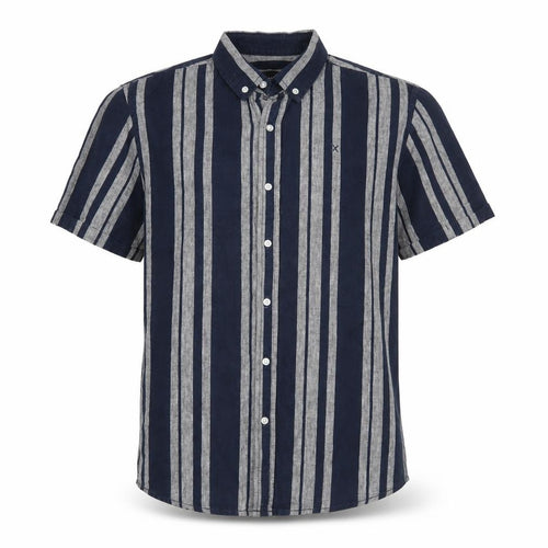 Clean Cut Copenhagen Men’s Blue Striped Short Sleeve Button-Up Shirt M