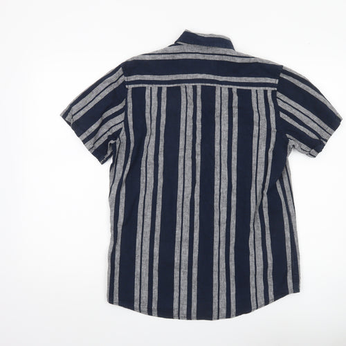 Clean Cut Copenhagen Men’s Blue Striped Short Sleeve Button-Up Shirt M