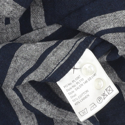 Clean Cut Copenhagen Men’s Blue Striped Short Sleeve Button-Up Shirt M