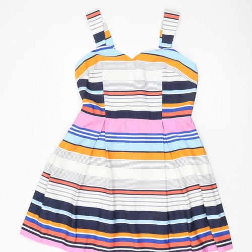 Jane Norman Women’s Multicoloured Stripe Fit & Flare Dress Size 12