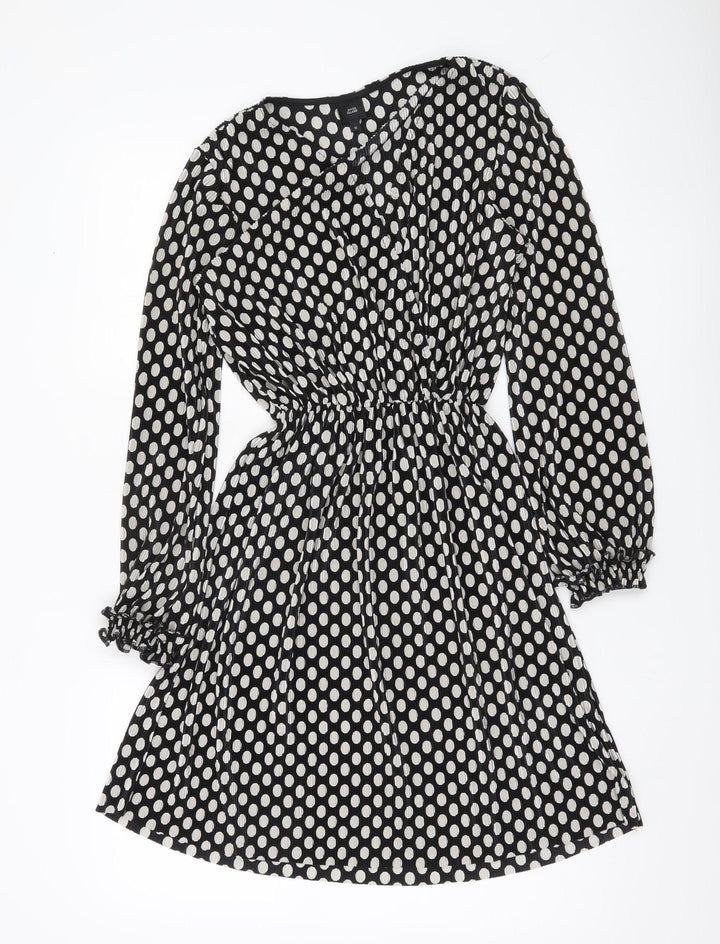 River Island Women’s Black Polka Dot A-Line Short Dress Size 10