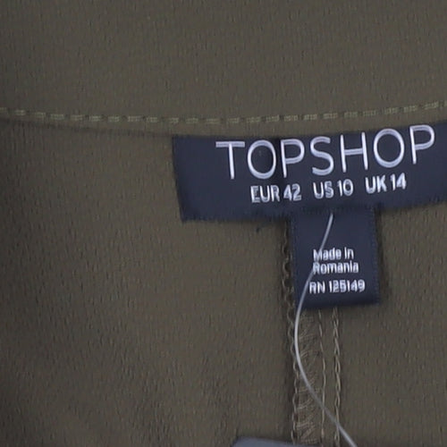Topshop Women’s Green Size 14 Tunic Blouse Short Sleeve V-Neck