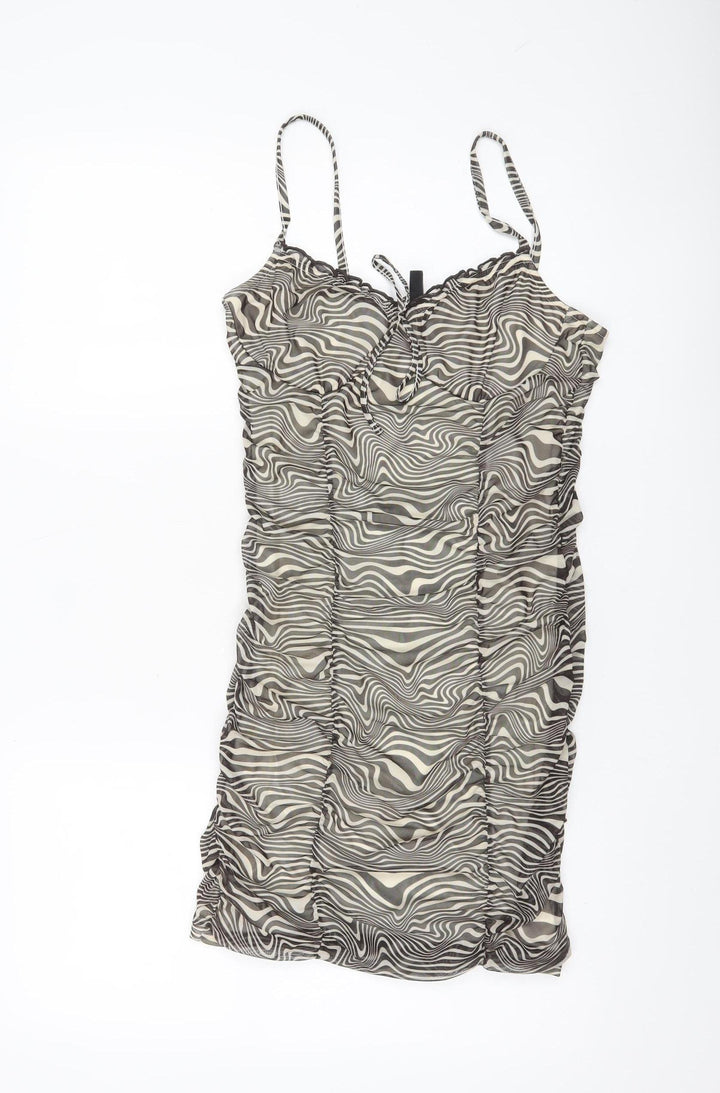 H&M Divided Women’s Multicoloured Bodycon Dress Size 8 Scoop Neck