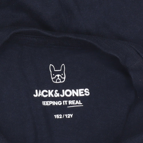 Jack & Jones Boys Blue Logo T-Shirt 12 Years Short Sleeve Crew Neck