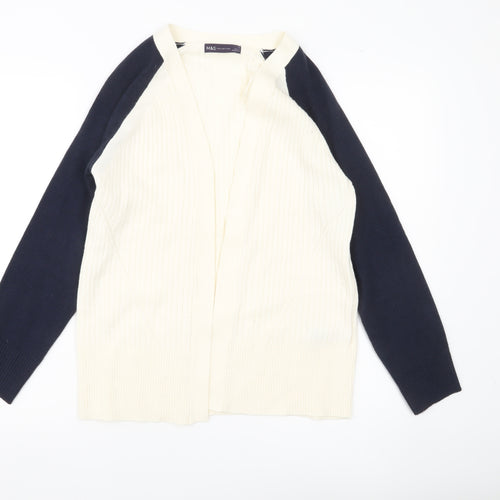 Marks and Spencer Women Ivory Blue Cardigan S Knit Acrylic