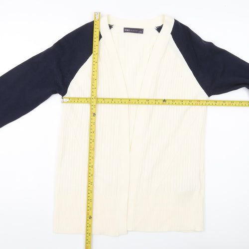 Marks and Spencer Women Ivory Blue Cardigan S Knit Acrylic