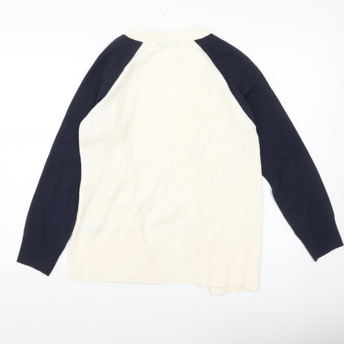 Marks and Spencer Women Ivory Blue Cardigan S Knit Acrylic