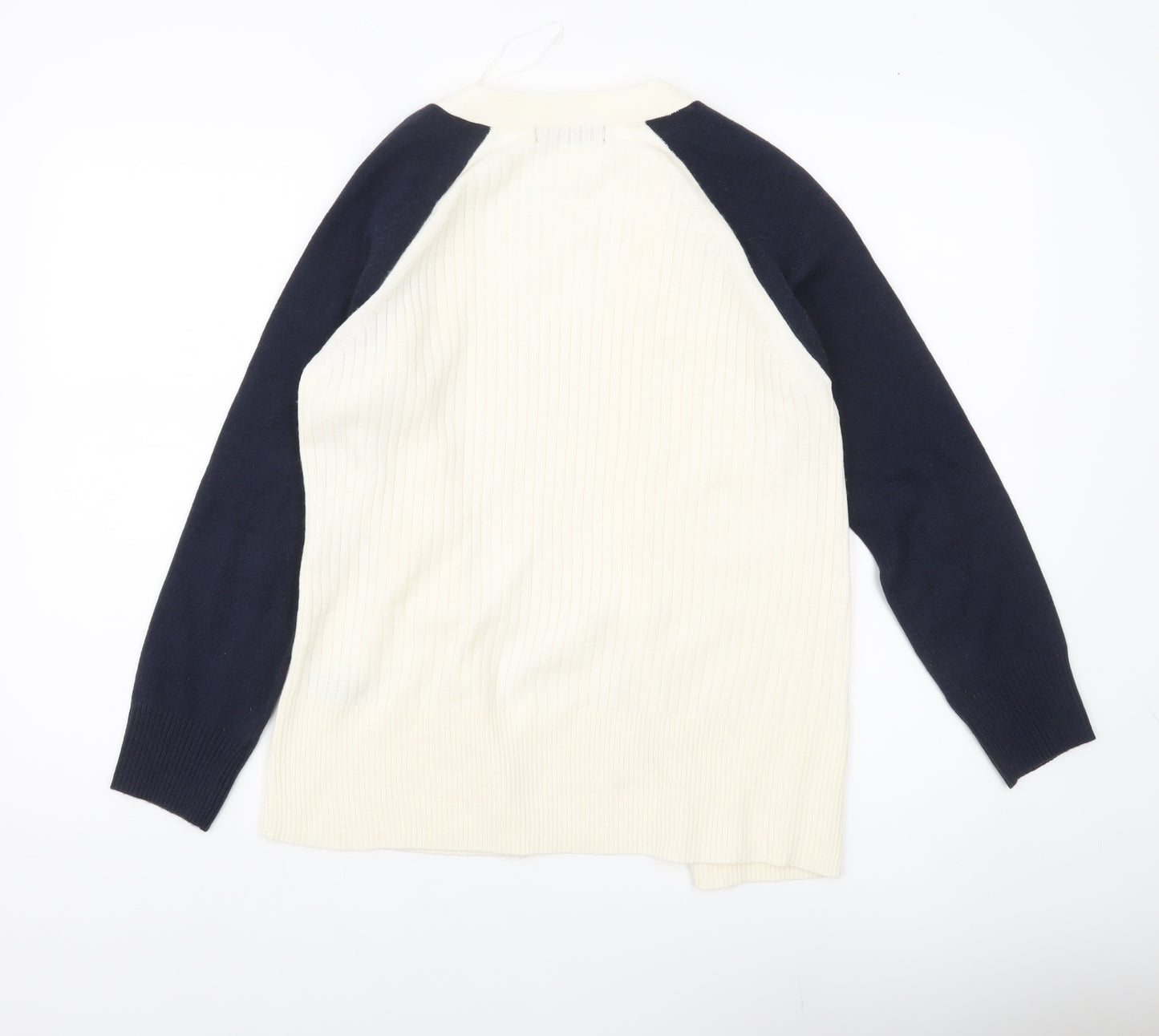 Marks and Spencer Women Ivory Blue Cardigan S Knit Acrylic