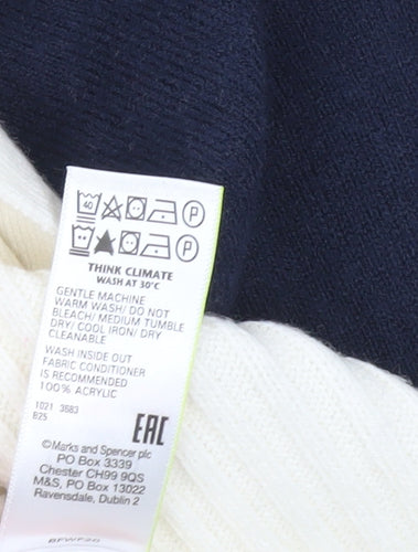 Marks and Spencer Women Ivory Blue Cardigan S Knit Acrylic