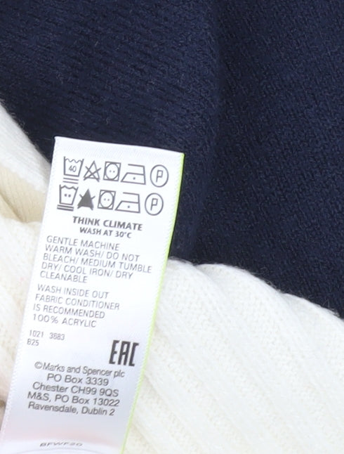 Marks and Spencer Women Ivory Blue Cardigan S Knit Acrylic